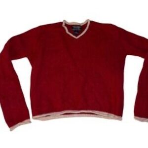 Vintage American Eagle Outfitters Red Sweater with Cream Trim